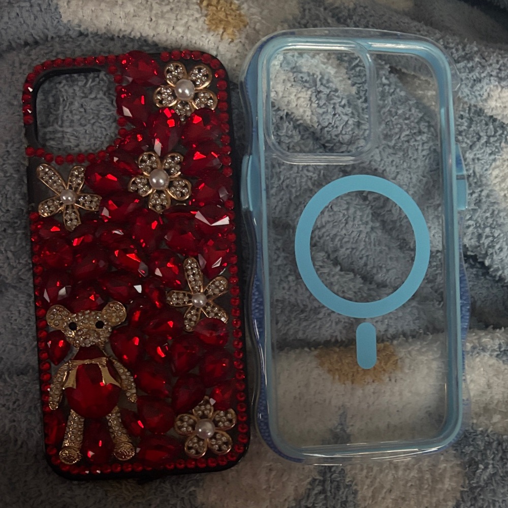 Luxury Red Crystal Bear Phone Case